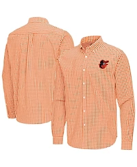 Antigua Men's Orange Baltimore Orioles Ellis Woven Tri-Blend Button-Down Shirt