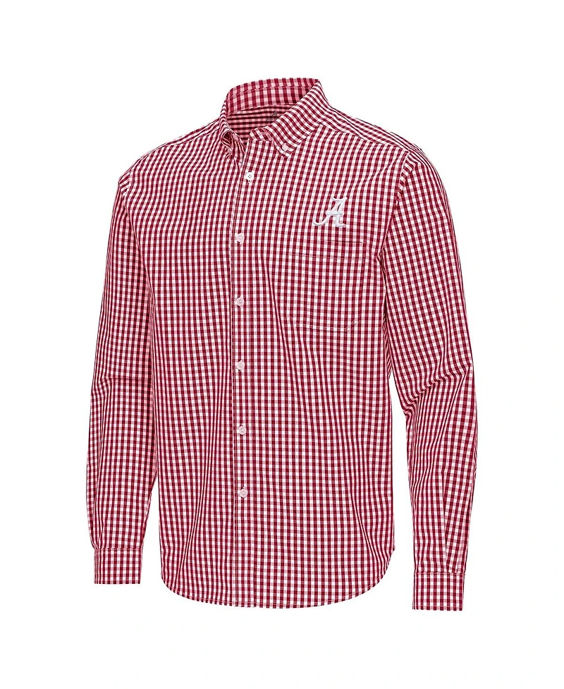 Antigua Men's Crimson Alabama Tide Ellis Woven Tri-Blend Long Sleeve Button-Down Shirt