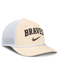 Nike Men's Natural/White Atlanta Braves Rise Dri-fit Trucker Adjustable Hat