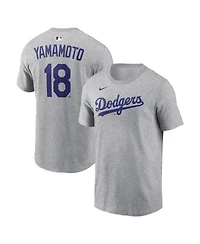 Nike Men's Yoshinobu Yamamoto Heather Gray Los Angeles Dodgers Name and Number T-Shirt