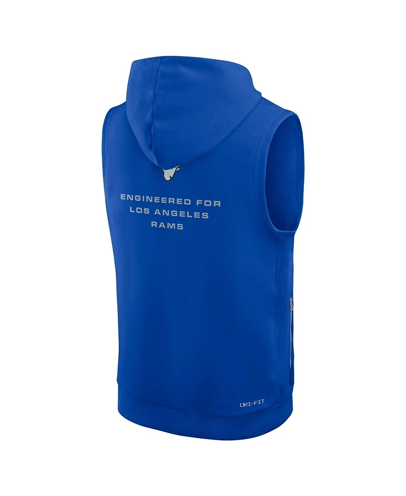 Nike Men's Royal Los Angeles Rams Sideline Standard Issue Dri-fit Sleeveless Hoodie