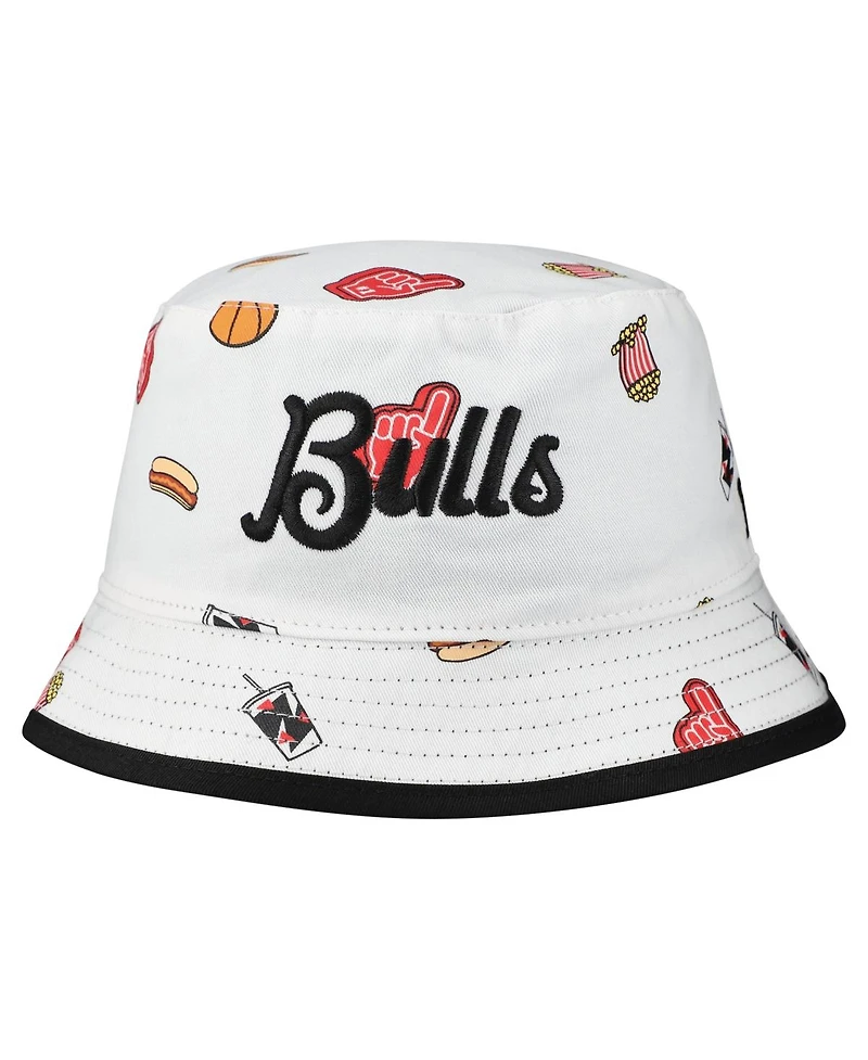New Era Men's White Chicago Bulls Team Cheer Reversible Bucket Hat