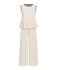 Cupshe Women's Crew Neck Unlined Long Pants Set