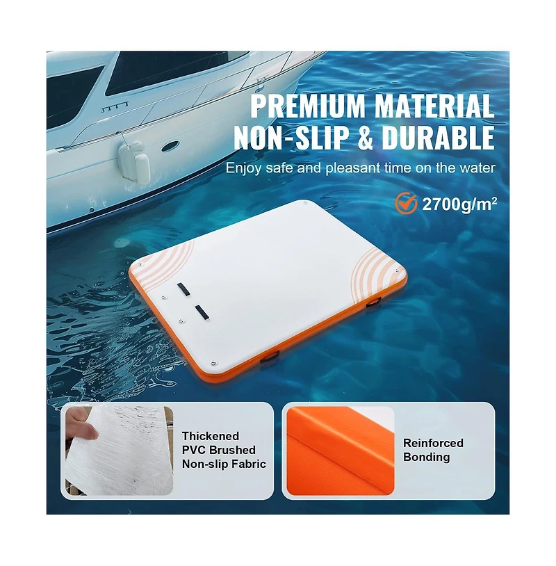 Sugift Inflatable Floating Dock 10x8 ft Non-Slip Pvc Water Mat with Ladder Carry Bag