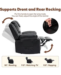 gaomon Oversized Pu Leather Manual Recliner with Vibration, Heating and Side Pocket. Perfect for Living Room or Bedroom