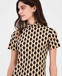 Anne Klein Short-Sleeve Mock-Neck Top