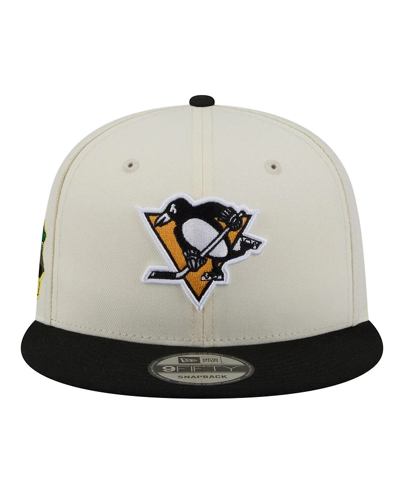 New Era Men's White/Black Pittsburgh Penguins Injection Localized Two-Tone 9FIFTY Snapback Hat