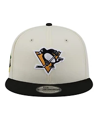 New Era Men's White/Black Pittsburgh Penguins Injection Localized Two-Tone 9FIFTY Snapback Hat