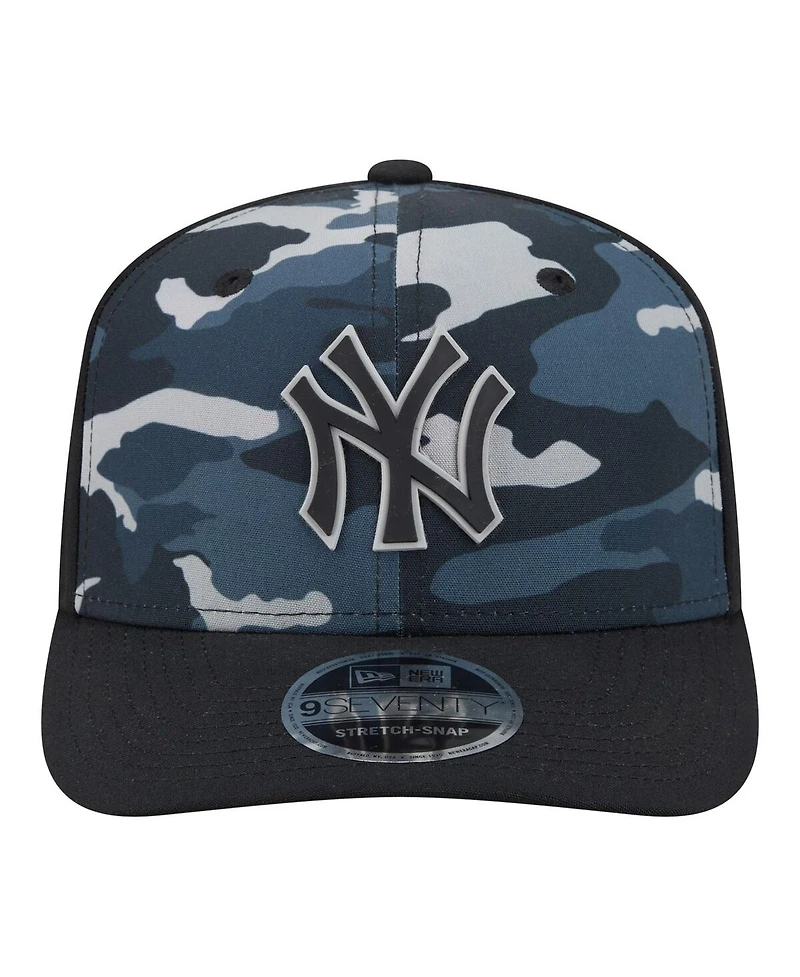 New Era Men's Black New York Yankees Tonal Camo 9SEVENTY Stretch-Snap Hat