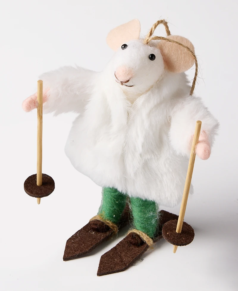 Holiday Lane Cozy Cabin Felt Ski Mouse Ornament, Macy's Exclusive