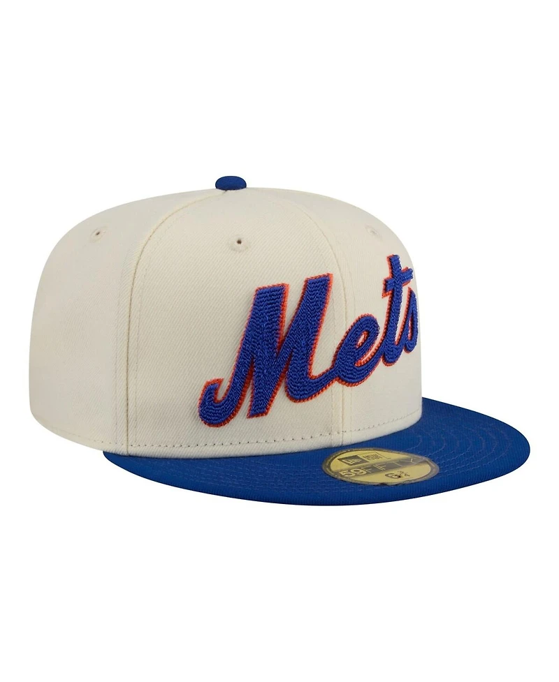 New Era Men's Cream York Mets Two-Tone Stitch 59FIFTY Fitted Hat