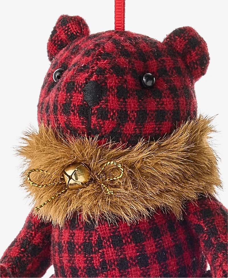 Holiday Lane Cozy Cabin Plaid Bear Ornament, Macy's Exclusive
