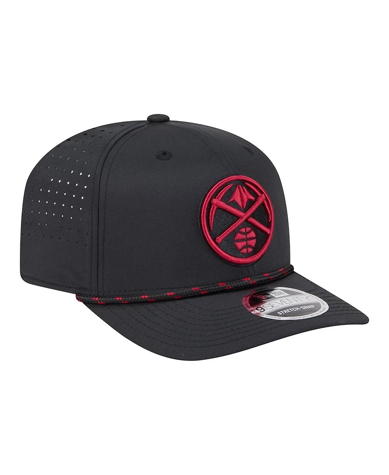 New Era Men's Black Denver Nuggets Sport Rope Vented Stretch-Snap 9SEVENTY Hat