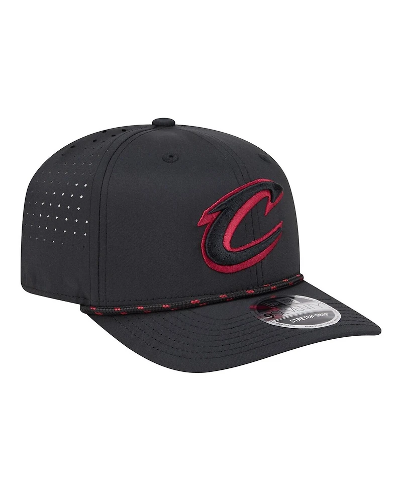 New Era Men's Black Cleveland Cavaliers Sport Rope Vented Stretch-Snap 9SEVENTY Hat