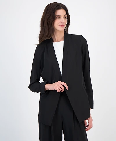 Anne Klein Women's Stretch Collarless Open-Front Jacket