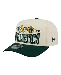 New Era Men's Cream Oakland Athletics Throwback Tri-Hit A-Frame 9FIFTY Adjustable Hat