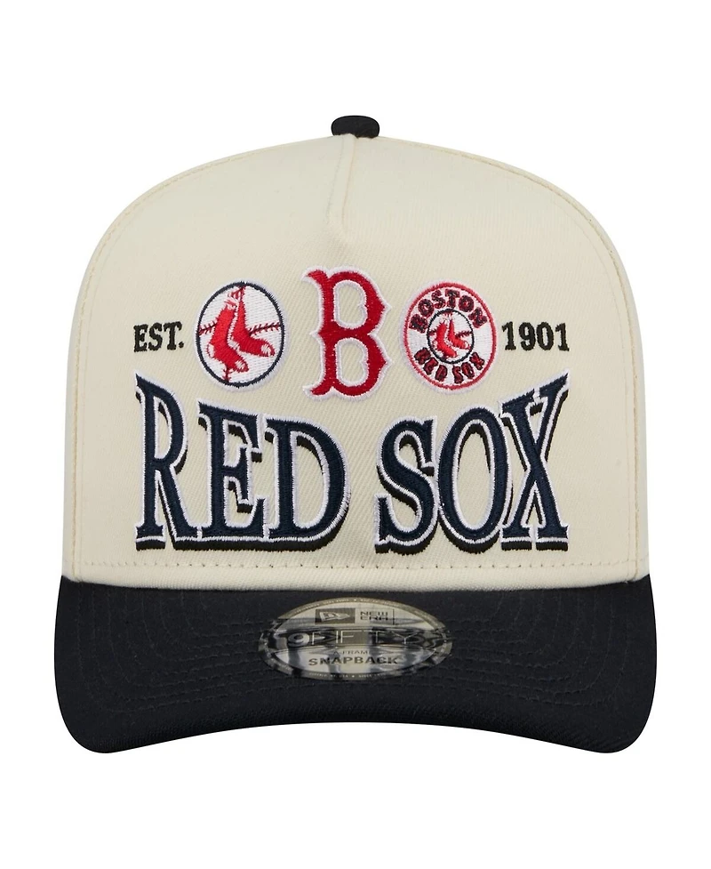 New Era Men's Cream Boston Red Sox Throwback Tri-Hit A-Frame 9FIFTY Adjustable Hat