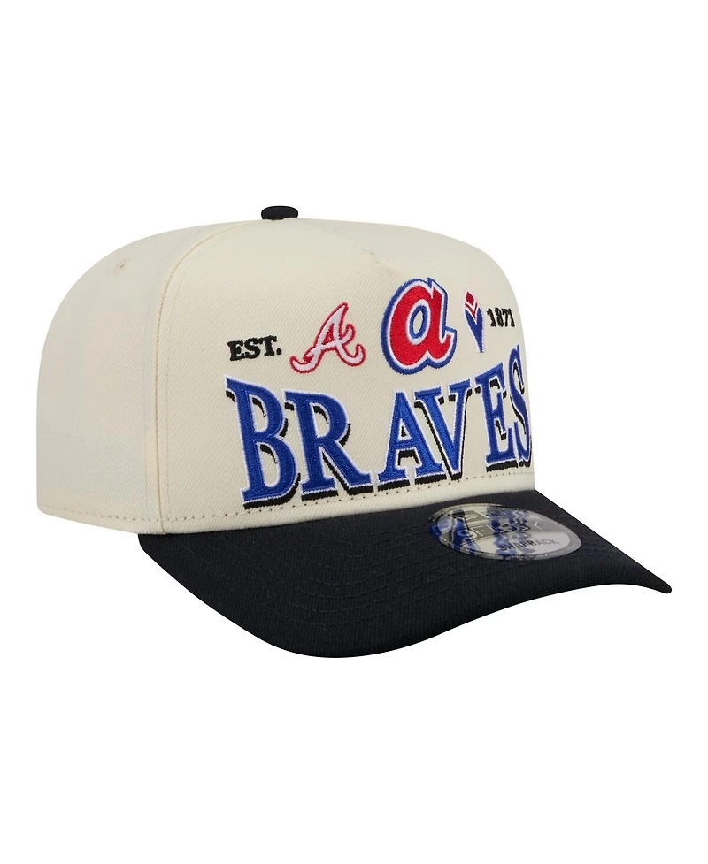 New Era Men's Cream Atlanta Braves Throwback Tri-Hit A-Frame 9FIFTY Adjustable Hat