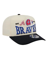 New Era Men's Cream Atlanta Braves Throwback Tri-Hit A-Frame 9FIFTY Adjustable Hat