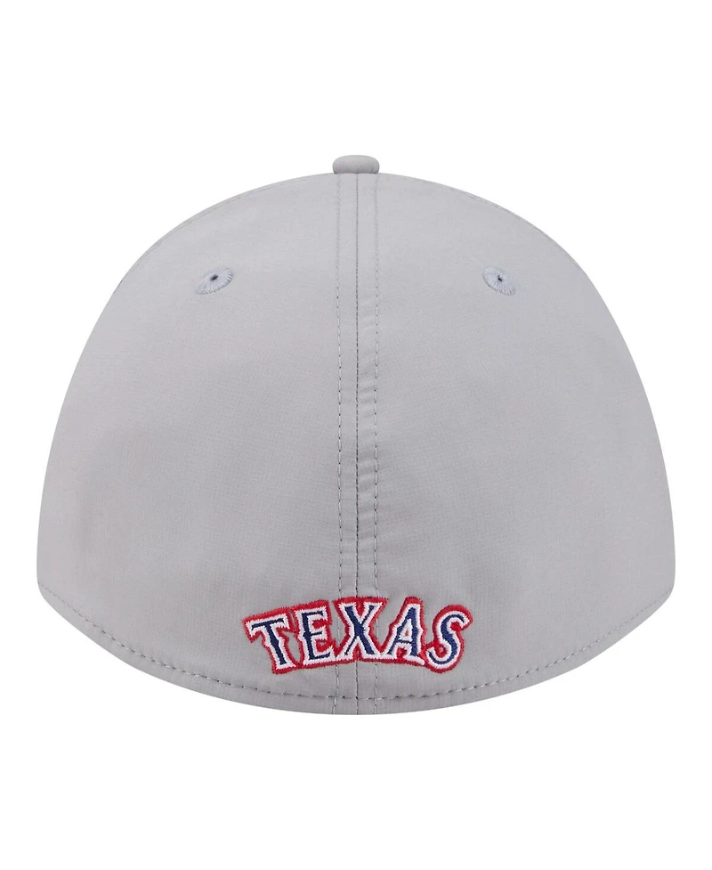 New Era Men's Gray Texas Rangers Patch 39THIRTY A-Frame M-Crown Perforated Flex Hat
