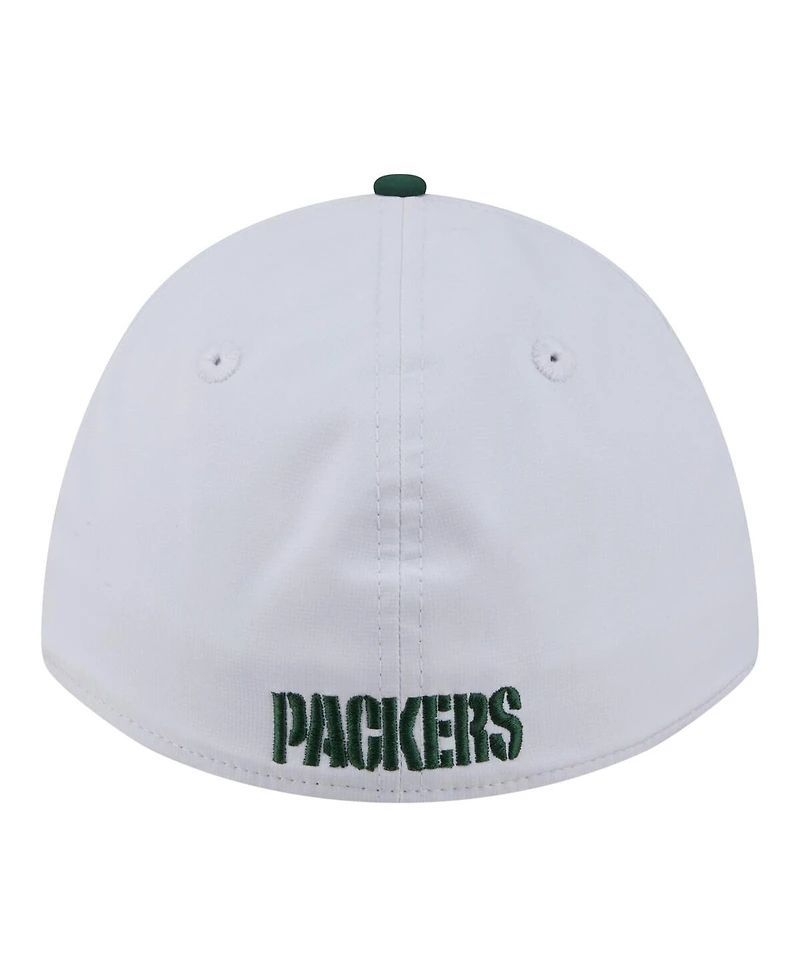New Era Men's White/Green Bay Packers Patch 39THIRTY A-Frame M-Crown Perforated Flex Hat