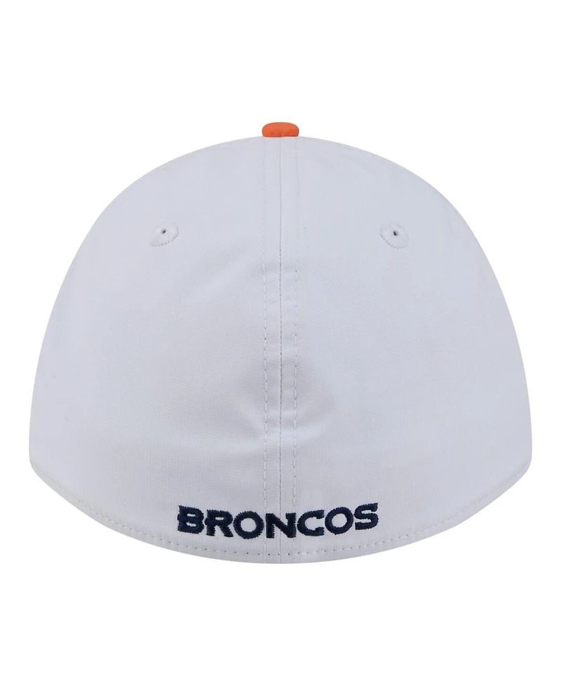 New Era Men's White/Orange Denver Broncos Patch 39THIRTY A-Frame M-Crown Perforated Flex Hat