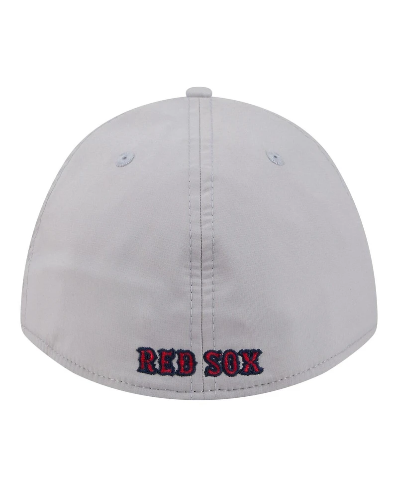 New Era Men's Gray Boston Red Sox Patch 39THIRTY A-Frame M-Crown Perforated Flex Hat