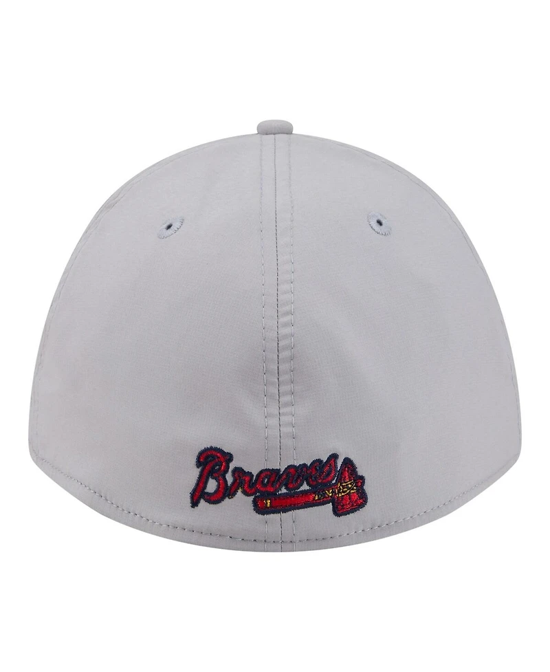 New Era Men's Gray Atlanta Braves Patch 39THIRTY A-Frame M-Crown Perforated Flex Hat