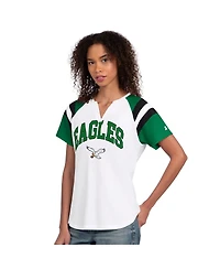 Starter Women's White Philadelphia Eagles Game On Notch Neck T-Shirt