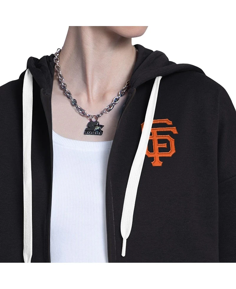 Starter Women's Black/Heather Gray San Francisco Giants Wishbone Full-Zip Hoodie