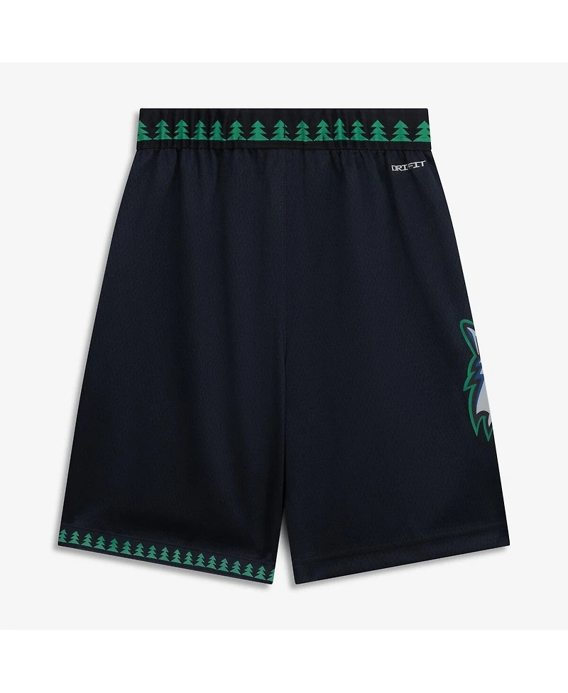Nike Big Boys and Girls Black Minnesota Timberwolves Hardwood Classics Dri-fit Swingman Shorts
