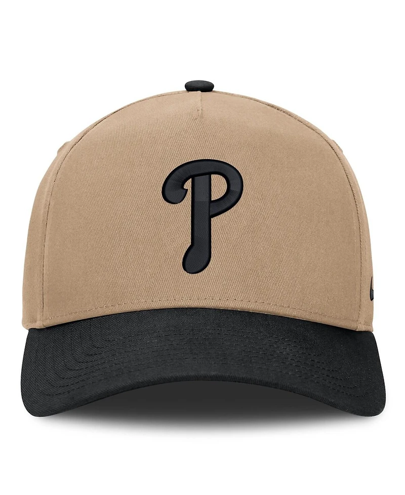 Nike Men's Khaki/Black Philadelphia Phillies Two-Tone Rise A-Frame Adjustable Hat