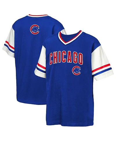 Outerstuff Big Boys and Girls Royal Chicago Cubs League Base Runner Ringer T-Shirt