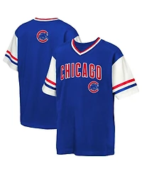 Outerstuff Big Boys and Girls Royal Chicago Cubs League Base Runner Ringer T-Shirt