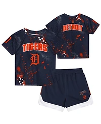Outerstuff Preschool 2-Piece Navy Detroit Tigers Pinch Hitter Infielder T-Shirt and Shorts Set
