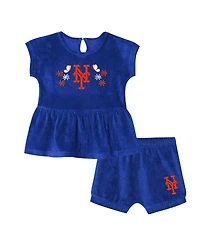 Outerstuff Girls Toddler 2-Piece Royal New York Mets Hop Base Fashion T-Shirt and Shorts Set