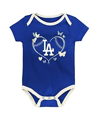 Outerstuff Baby Boys and Girls Los Angeles Dodgers Home Team 3-Pack Bodysuit Set