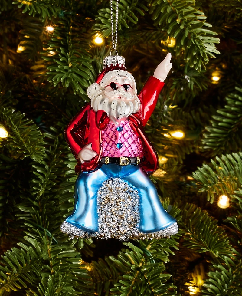Holiday Lane Disco Brights Santa Ornament, Macy's Exclusive
