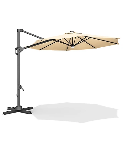 homfan 10FT Cantilever Umbrella, 360degree(s) Rotation & Tilt, Waterproof Windproof 600D Fabric, Rustproof Aluminum Frame Base, for Garden, Patio