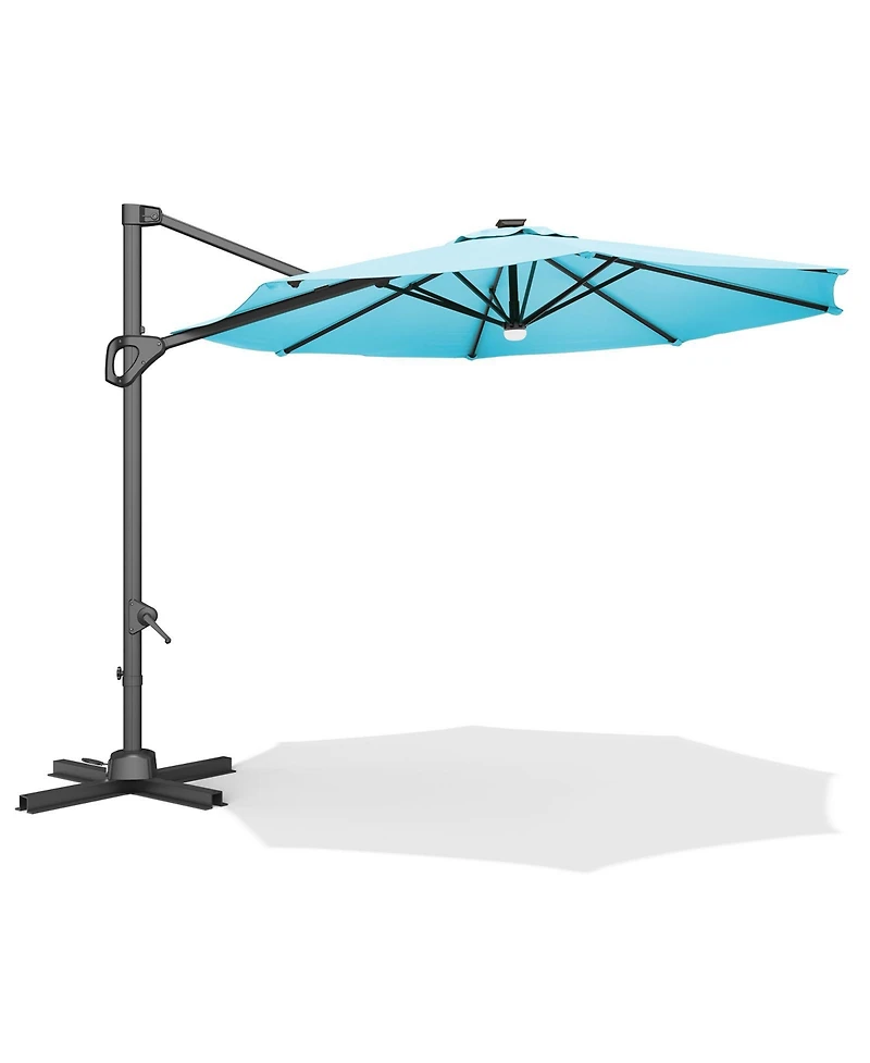 homfan 10FT Cantilever Umbrella, 360degree(s) Rotation & Tilt, Waterproof Windproof 600D Fabric, Rustproof Aluminum Frame Base, for Garden, Patio