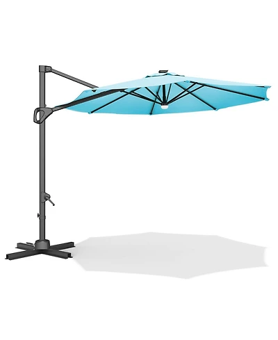 homfan 10FT Cantilever Umbrella, 360degree(s) Rotation & Tilt, Waterproof Windproof 600D Fabric, Rustproof Aluminum Frame Base, for Garden, Patio