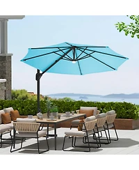 homfan 10FT Cantilever Umbrella, 360degree(s) Rotation & Tilt, Waterproof Windproof 600D Fabric, Rustproof Aluminum Frame Base, for Garden, Patio