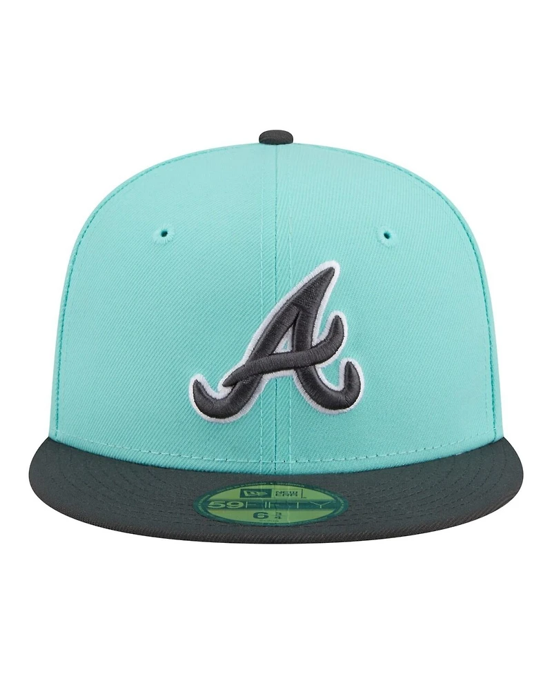 New Era Men's Turquoise/Charcoal Atlanta Braves Two-Tone Color Pack 59FIFTY Fitted Hat