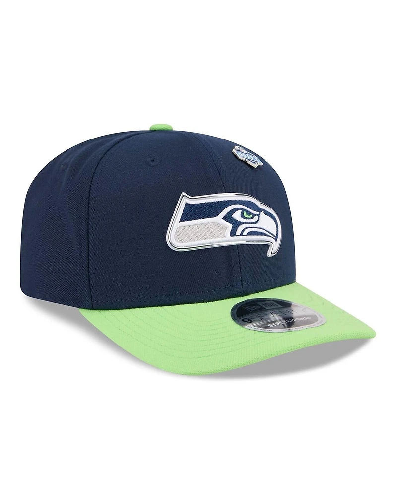 New Era Men's College Navy/Neon Green Seattle Seahawks 2026 Nfl Draft 9SEVENTY Adjustable Hat