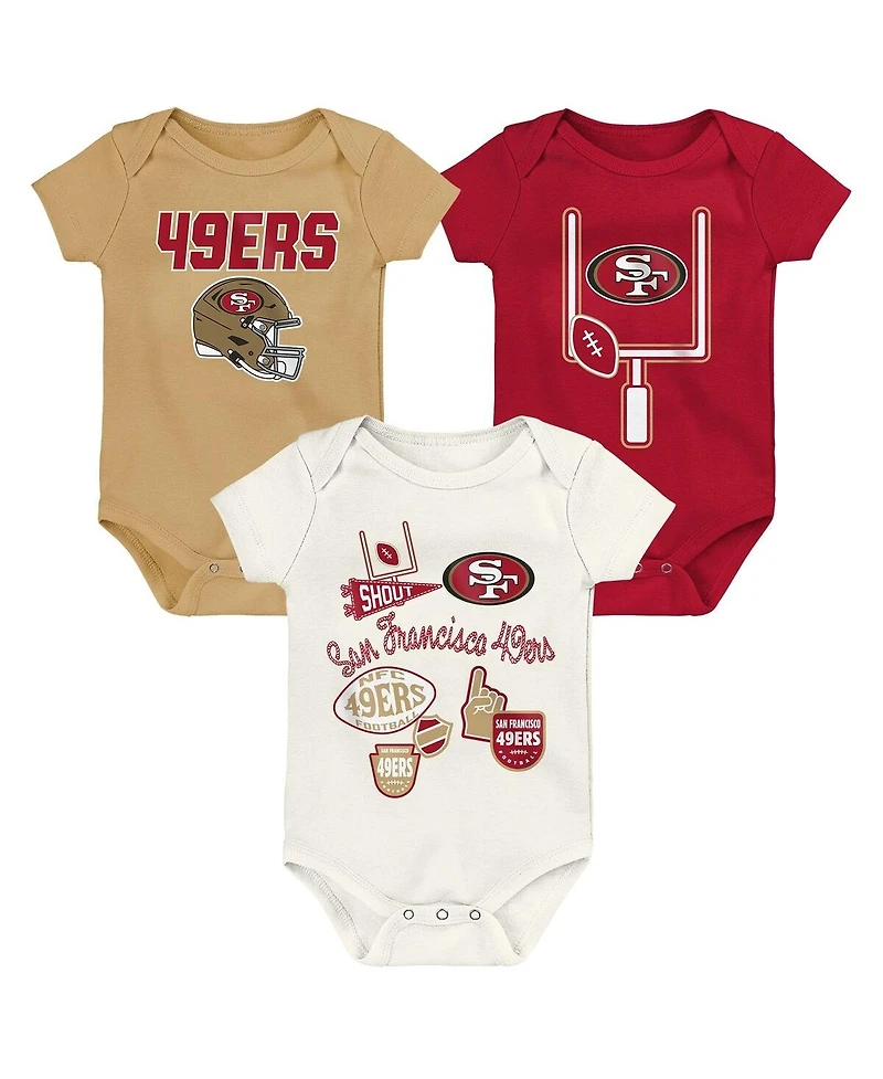 Outerstuff Baby Boys and Girls 3-Pack San Francisco 49ers Littlest Player Bodysuit Set