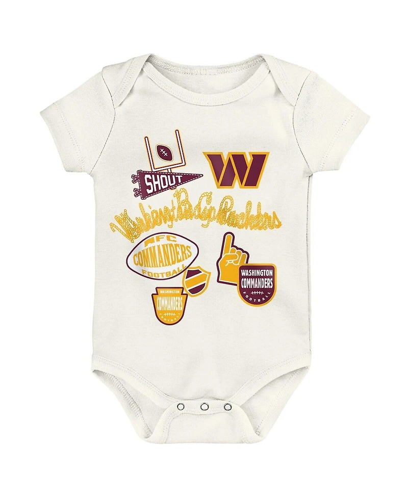 Outerstuff Baby Boys and Girls 3-Pack Washington Commanders Littlest Player Bodysuit Set