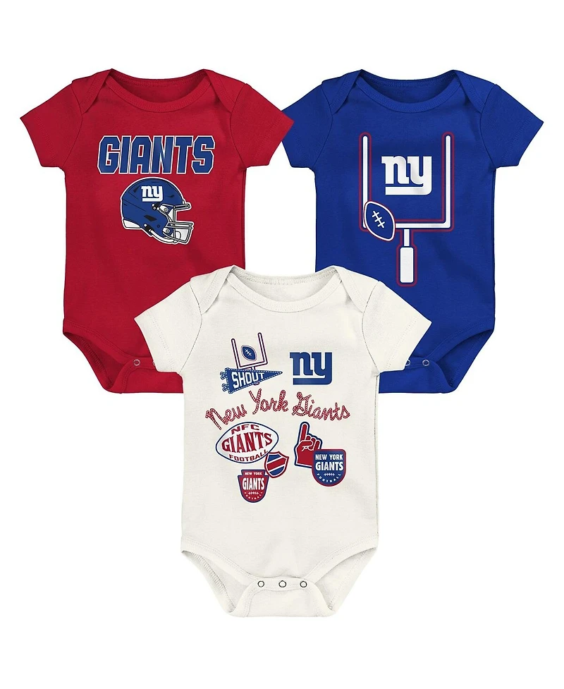 Outerstuff Baby Boys and Girls 3-Pack New York Giants Littlest Player Bodysuit Set