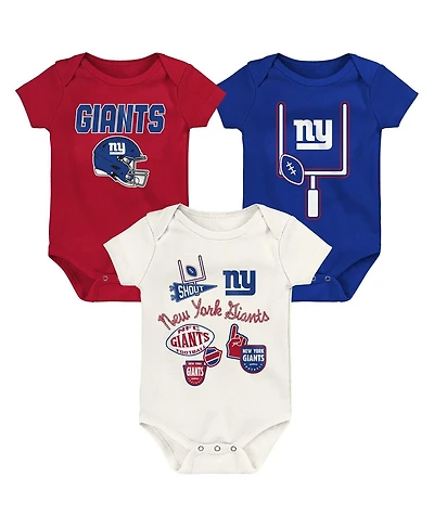 Outerstuff Baby Boys and Girls 3-Pack New York Giants Littlest Player Bodysuit Set