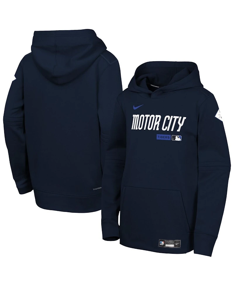 Nike Big Boys and Girls Navy Detroit Tigers Authentic Collection City Connect Therma-fit Hoodie