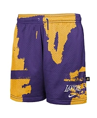 Nike Big Boys and Girls Purple Los Angeles Lakers Courtside Pro Shot Dri-fit Mesh Practice Shorts